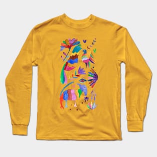 Otomi animals and flowers colorful Long Sleeve T-Shirt